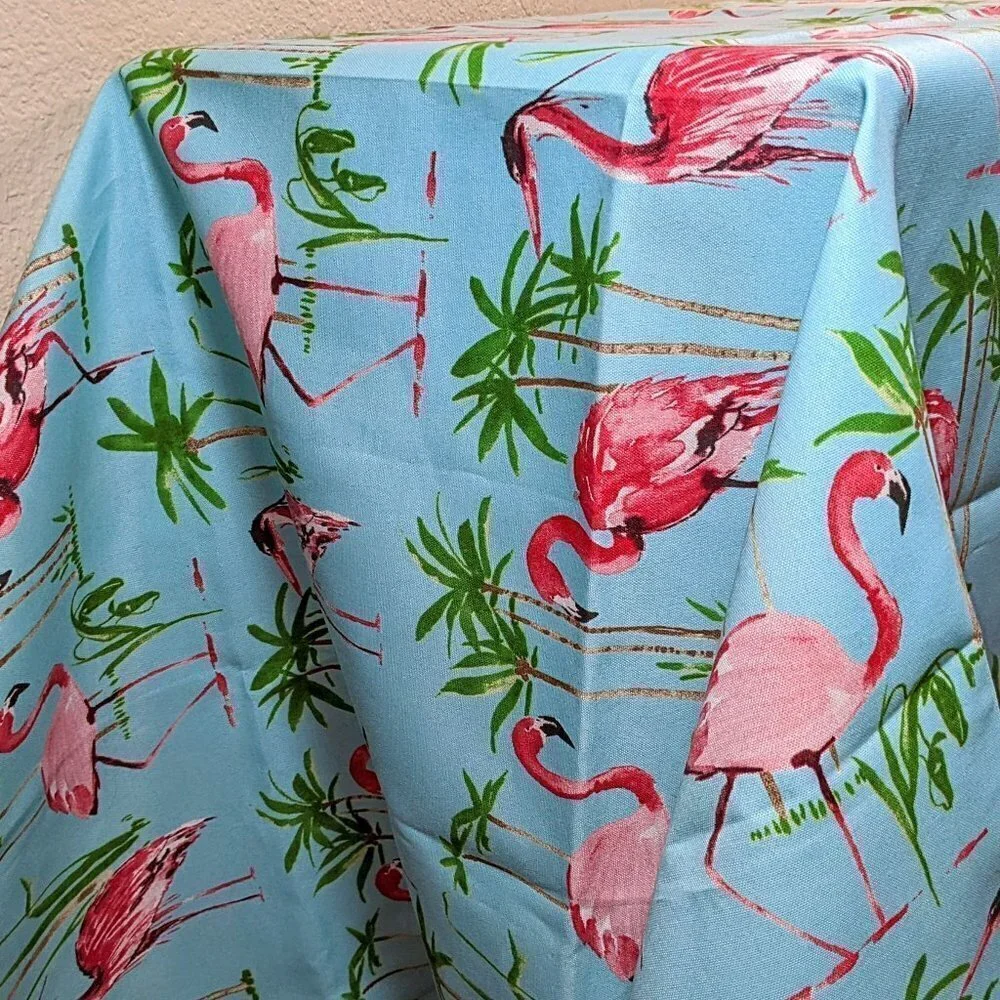 Flamingo in Aqua Sky Tablecloth 54